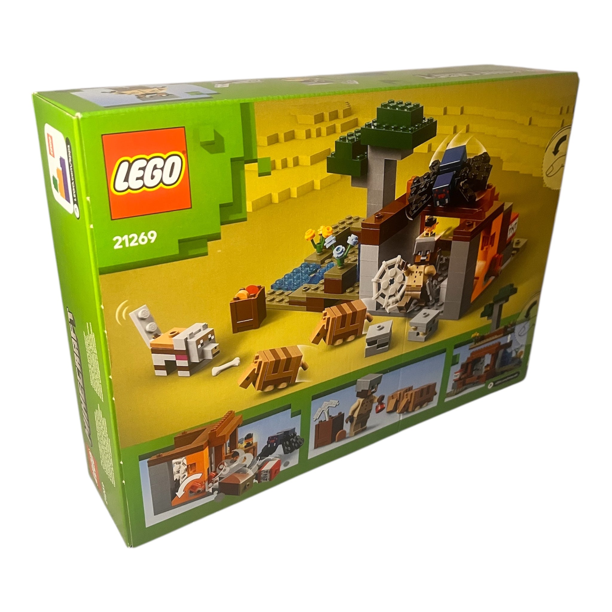 LEGO Minecraft Die Expedition zur Gürteltiermine - Interaktives Gamer Spielzeug mit Höhlenspinne- und Wolfsfiguren - TNT-Funktion - Gaming Geschenk 21269