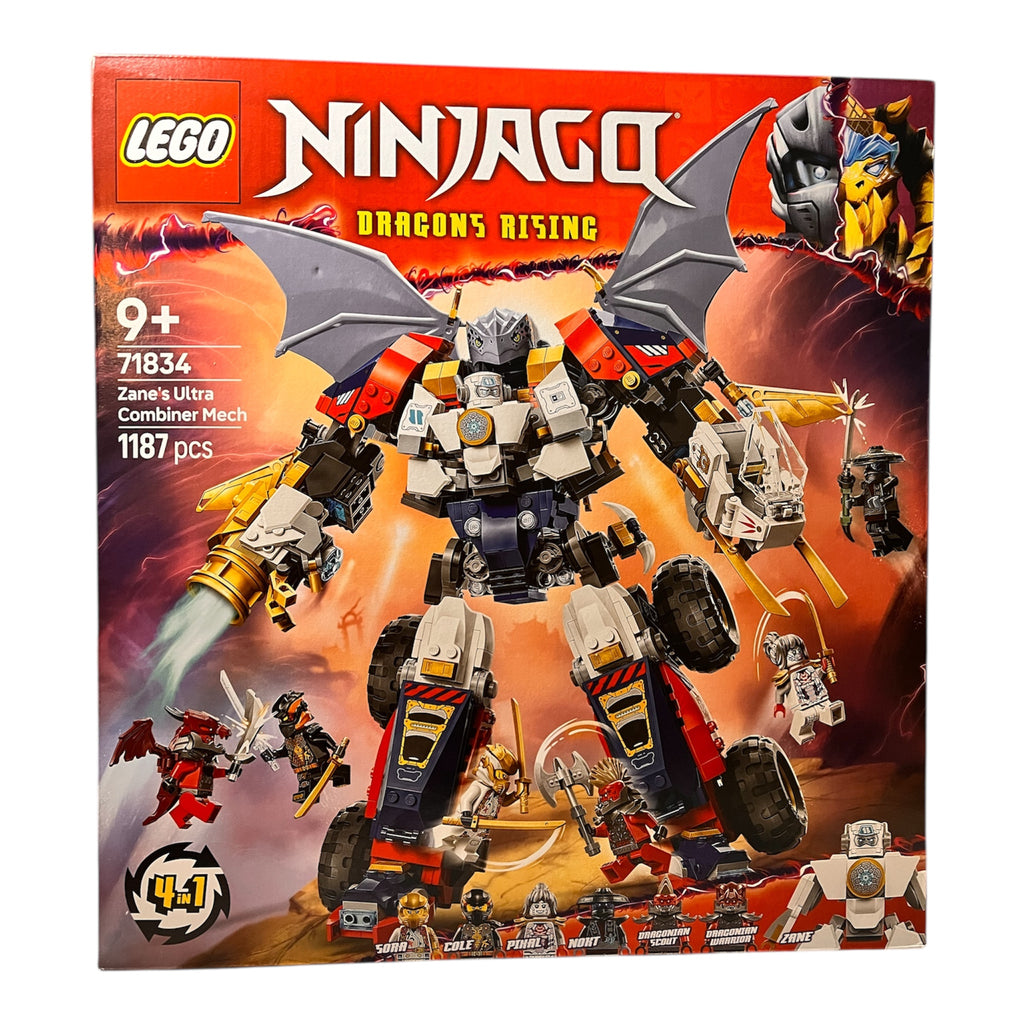 LEGO NINJAGO 4in1 Zanes Ultra-Kombi-Mech - Spielzeug mit Auto Modell - Umbaubar in einen Jet oder Drachen Figur - Inkl. 6 Minifiguren 71834